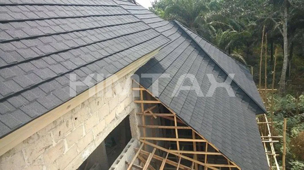 China Factory Blue Color Stone Chip Coated Metal Flat Roof Tiles for House