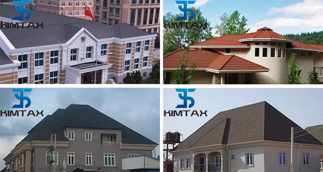 China Factory Blue Color Stone Chip Coated Metal Flat Roof Tiles for House