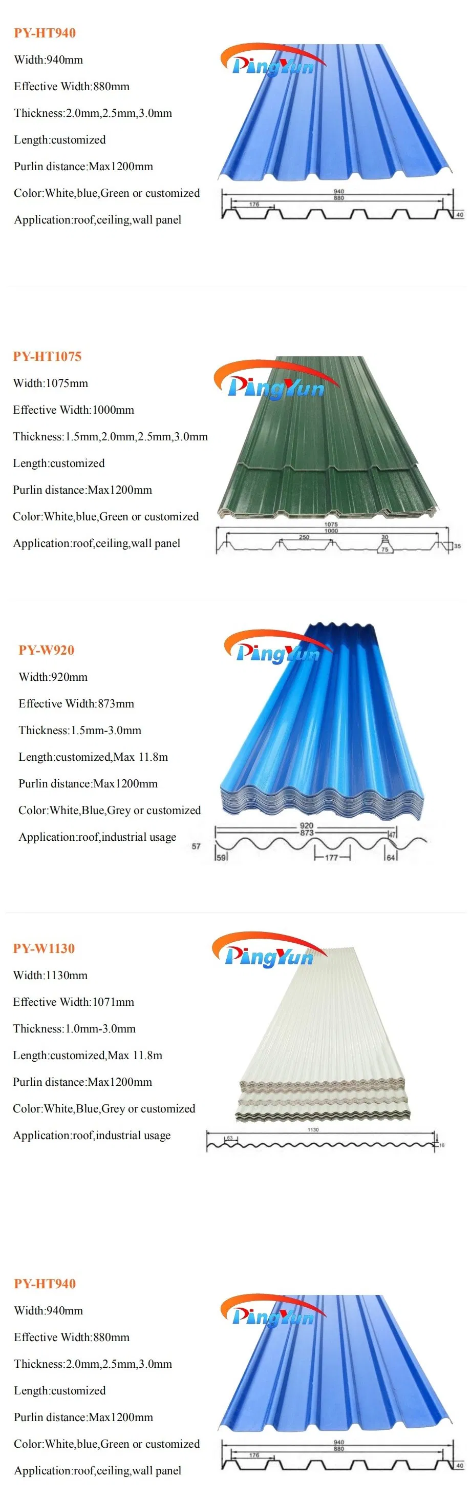 Plastic Building Material PVC Roof Tiles Fashion in Colombia Colorful PVC Trapezoidal Wave ASA Corrugated UPVC Roofing Sheet for Warehouse Popular in Ecuador