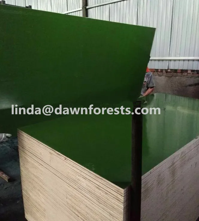 Shandong Factory Green/Yellow/Blue Color PP Plastic Film Faced Plywood / PVC Plywood